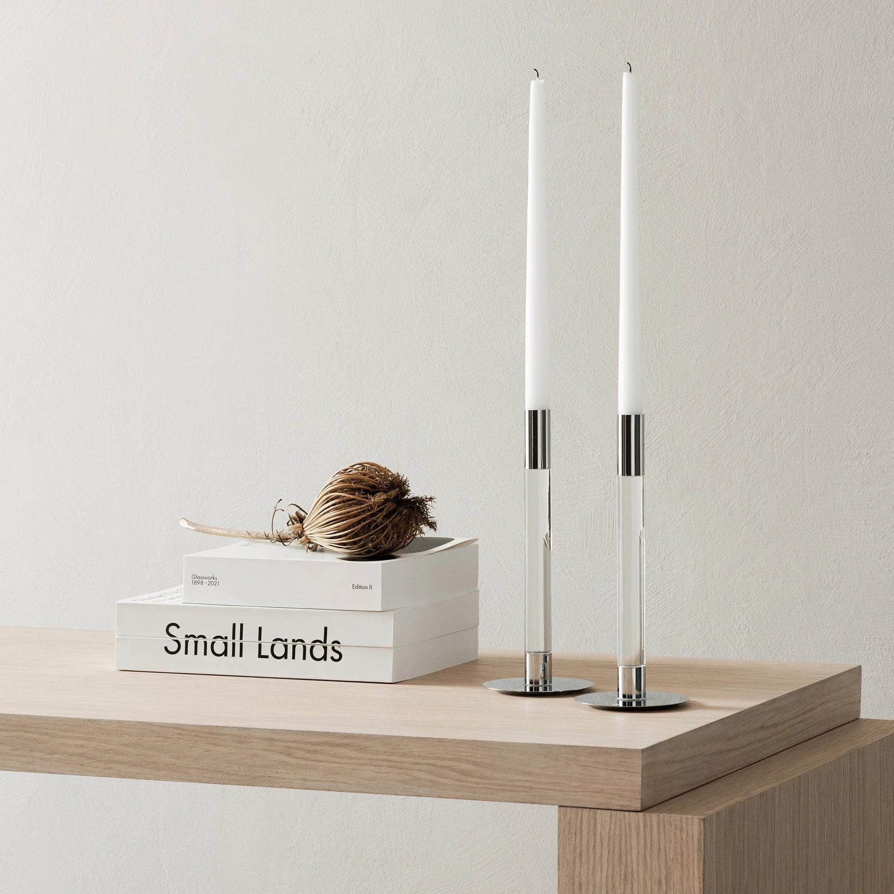 Orrefors Lumiere Candlestick Silver Medium - Set of 2 - Image 2