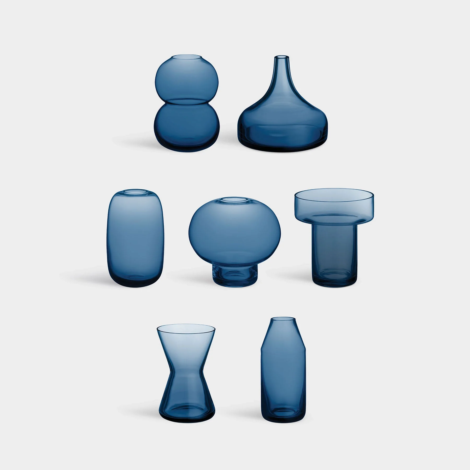 Orrefors Midsummer Vases Midnight Blue Mini Set Of 7 Ltd