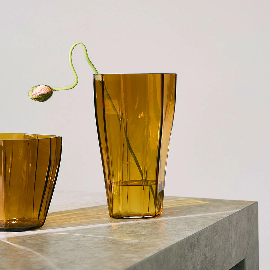 Orrefors Reed Vase Amber Low - Image 5