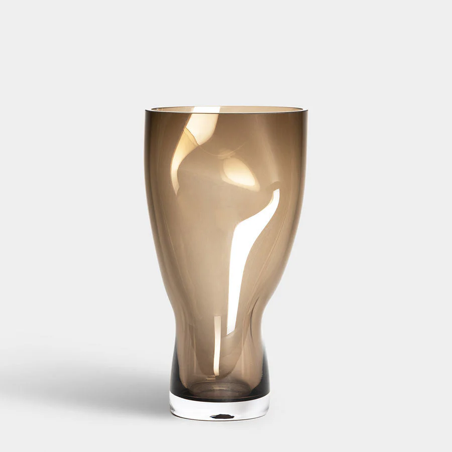 Orrefors Squeeze Smokey Brown Vase Small