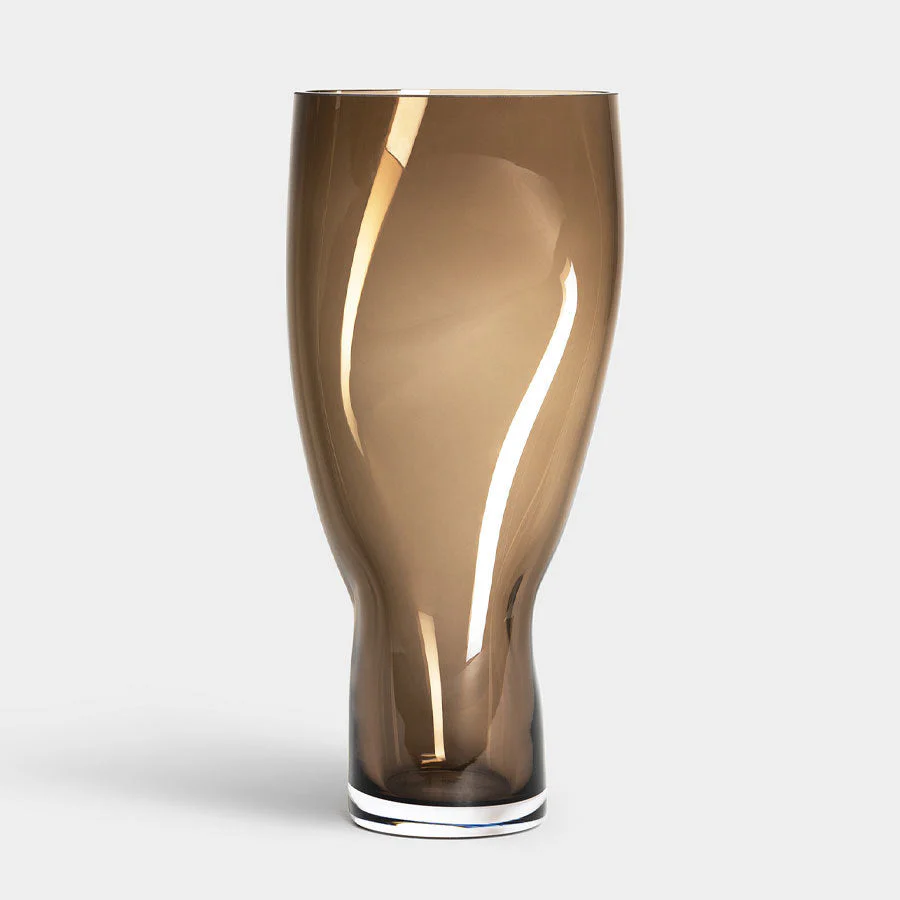 Orrefors Squeeze Smokey Brown Vase Tall