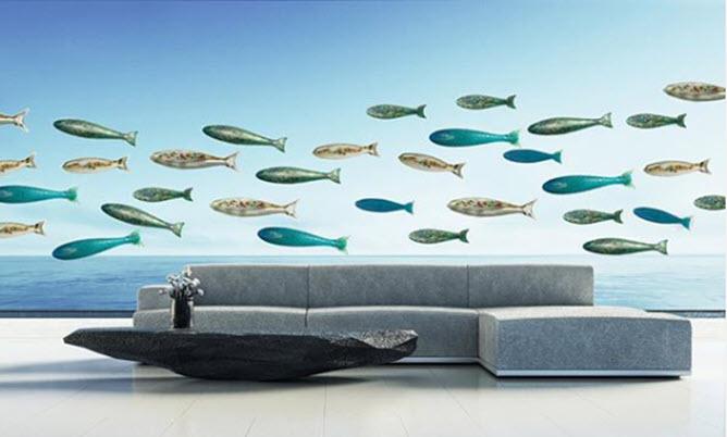 Pesce Wall Art Large by Viz Glass 7640BIR - Image 2