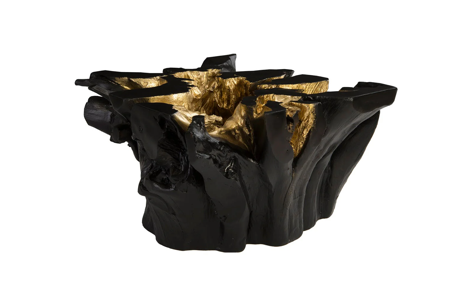 Phillips Collection Agnes Root Cast Coffee Table, Black, Gold Leaf