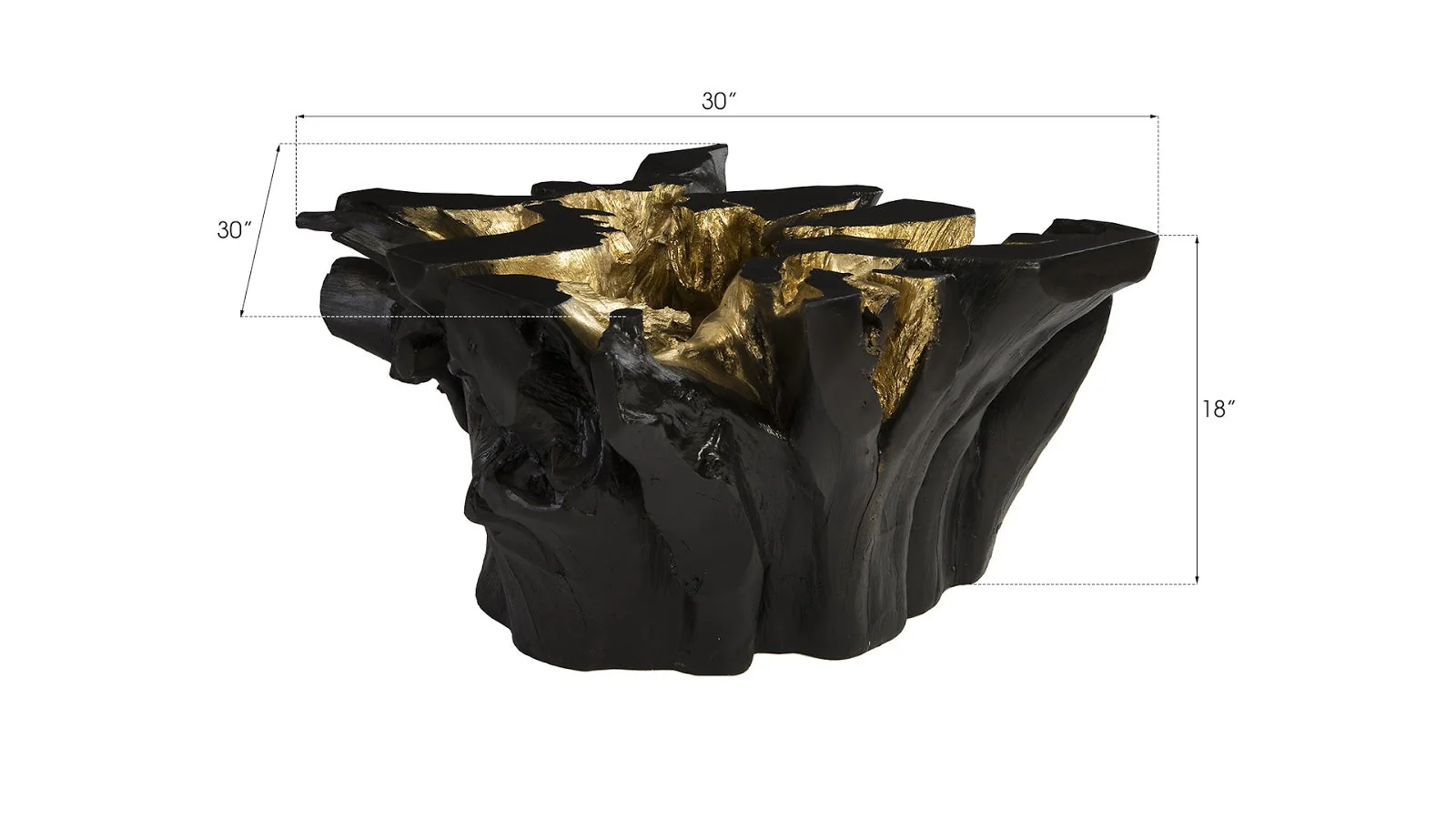 Phillips Collection Agnes Root Cast Coffee Table, Black, Gold Leaf - Image 4