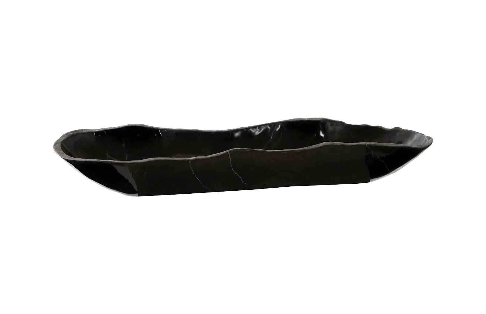 Phillips Collection Aragonite Canoe Bowl, Black, Medium