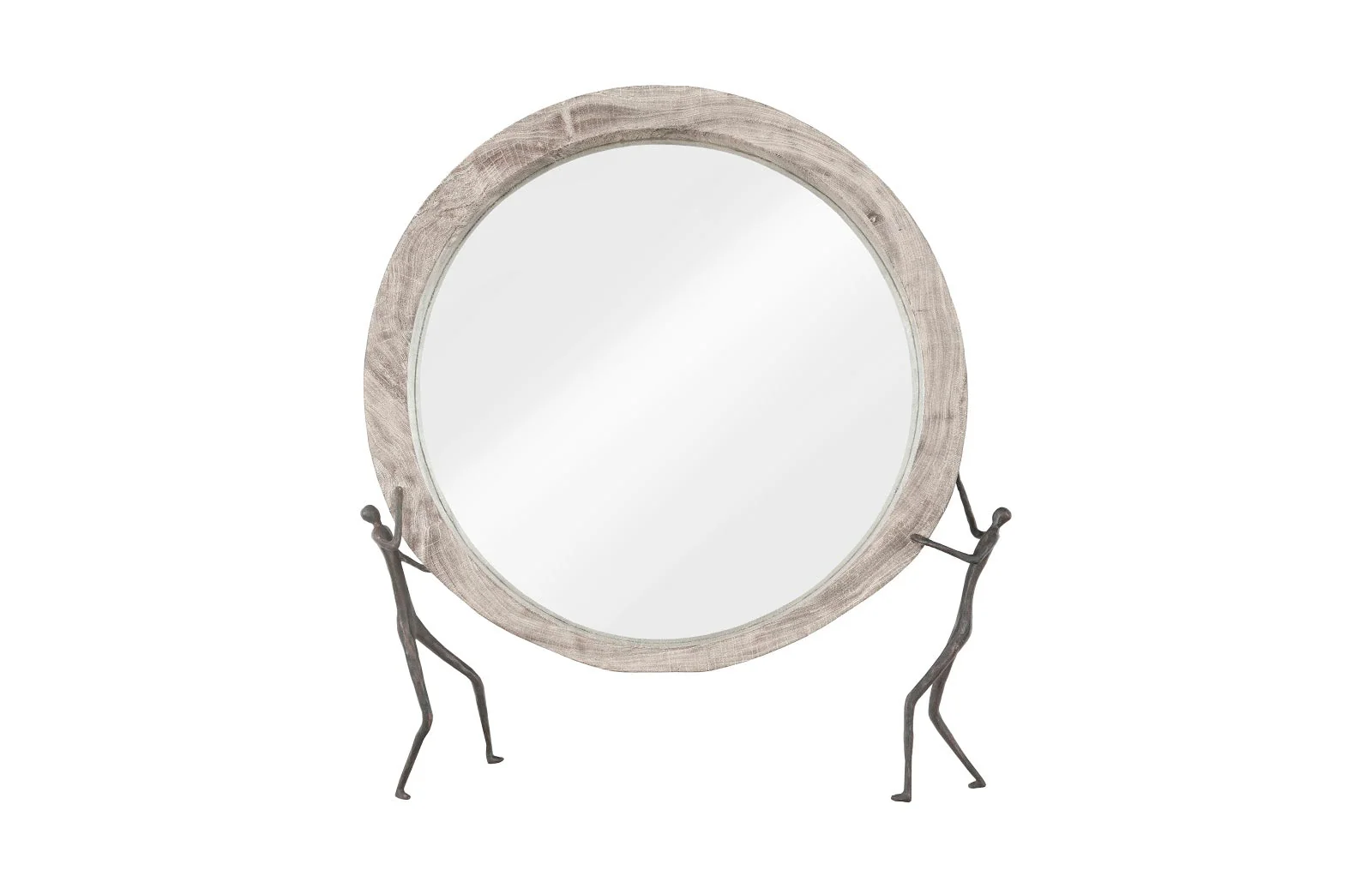 Phillips Collection Atlas Mirror, Chamcha Wood, Gray Stone Finish, Metal