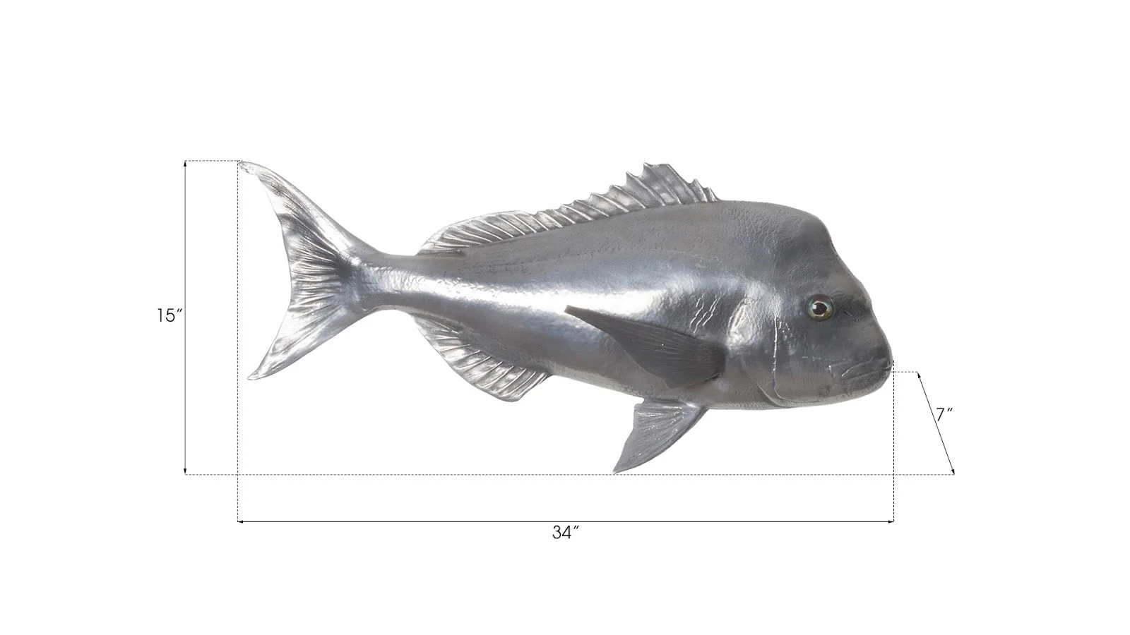 Phillips Collection Australian Snapper Fish Wall Sculpture, Resin, Polished Aluminum Finish - Image 2