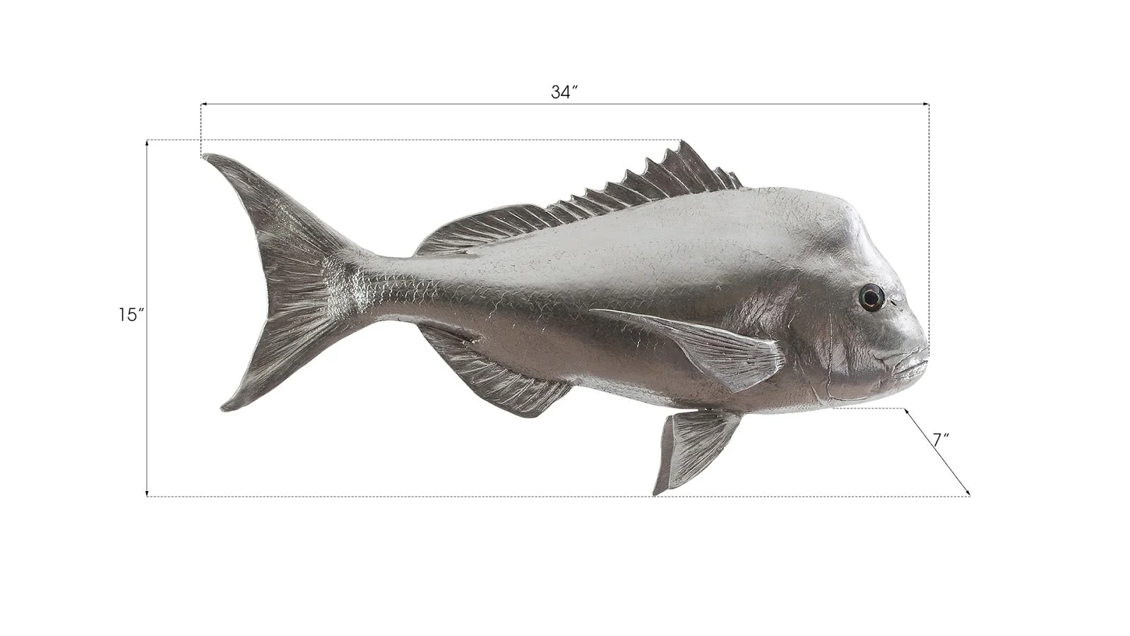 Phillips Collection Australian Snapper Fish Wall Sculpture, Resin, Silver Leaf - Image 2