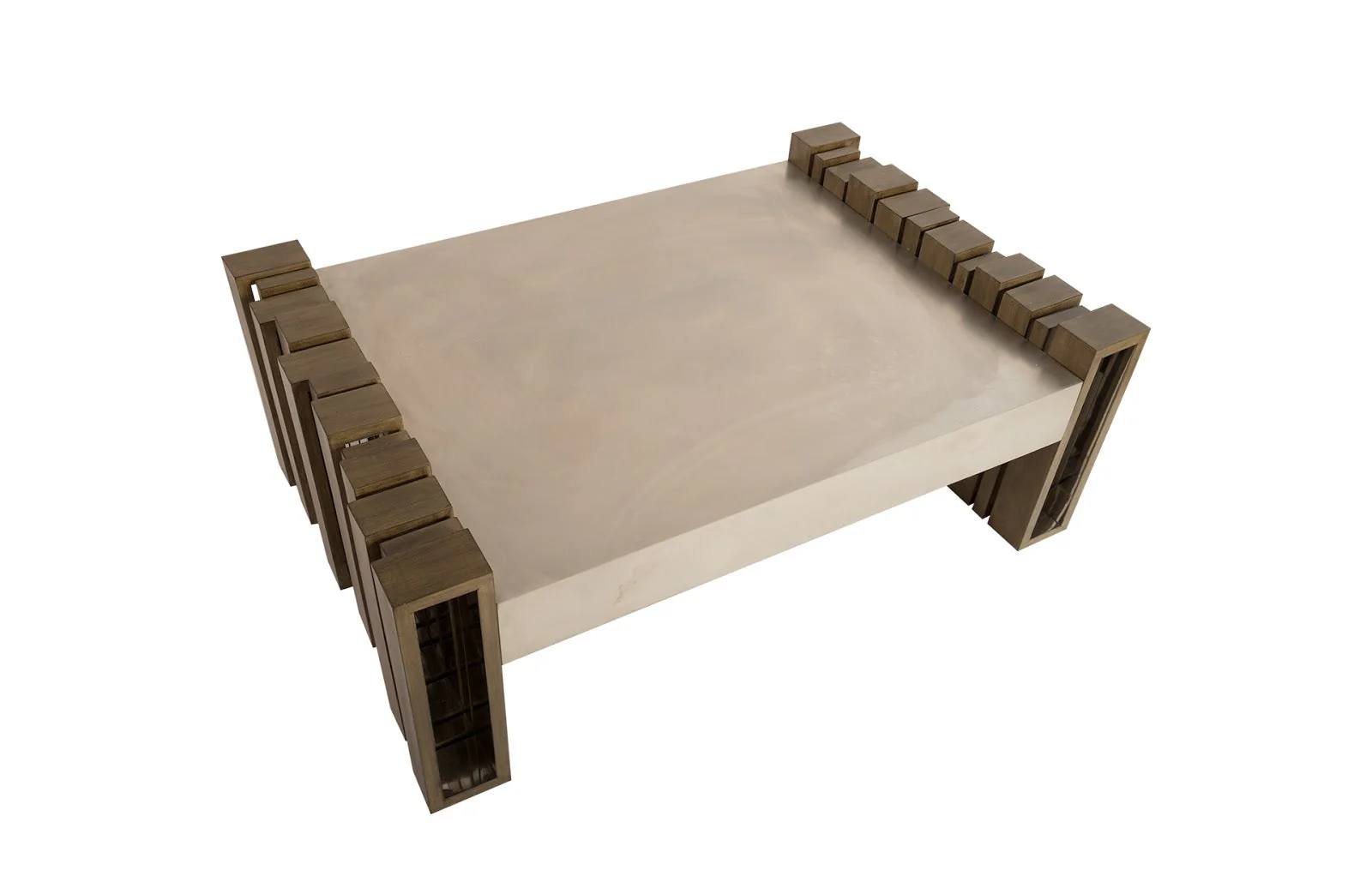 Phillips Collection Barcode Coffee Table, Mahogany, Stainless Steel - Image 2