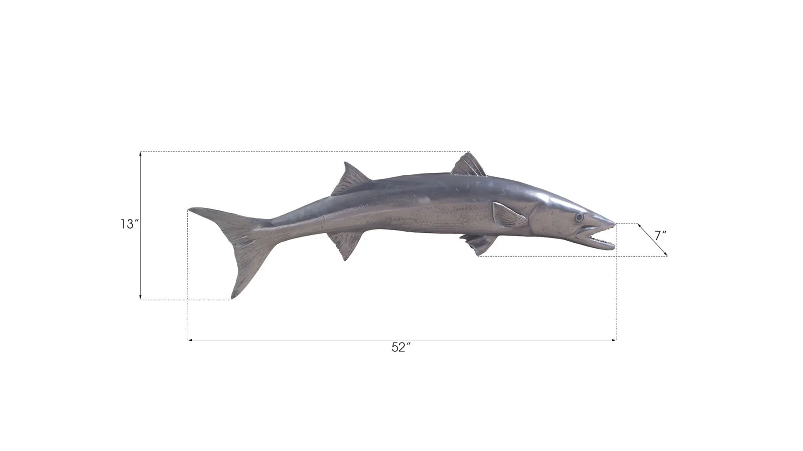 Phillips Collection Barracuda Fish Wall Sculpture, Resin, Polished Aluminum Finish - Image 2
