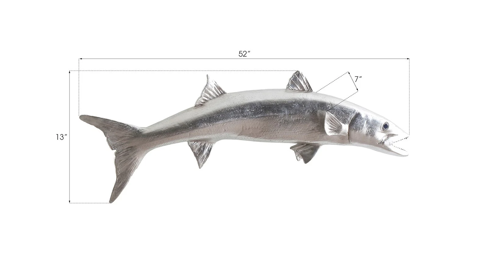 Phillips Collection Barracuda Fish Wall Sculpture, Resin, Silver Leaf - Image 2