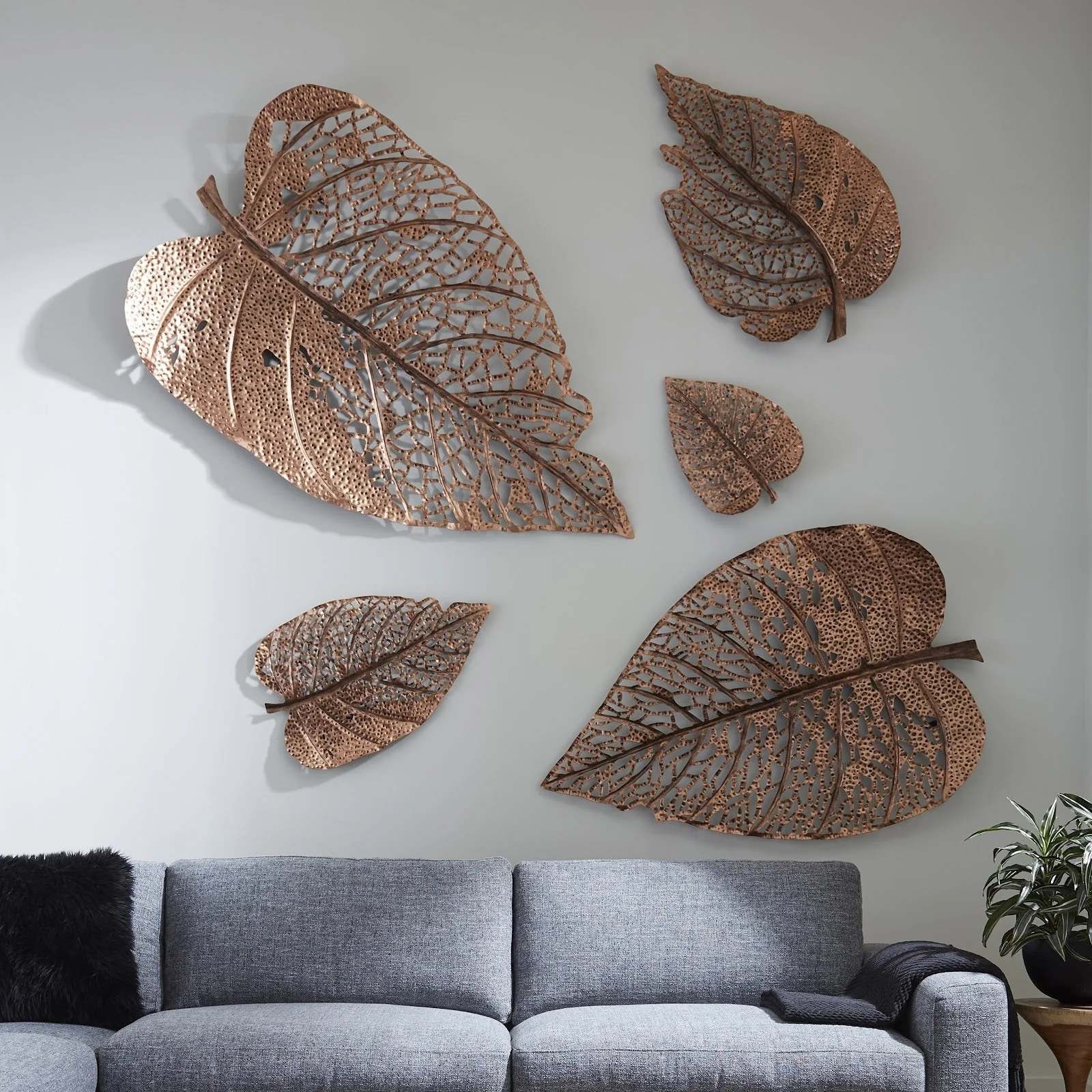 Phillips Collection Birch Leaf Wall Art, Copper, XS - Image 3
