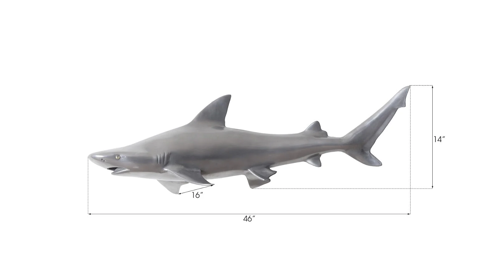 Phillips Collection Black Tip Reef Shark, Polished Aluminum - Image 2