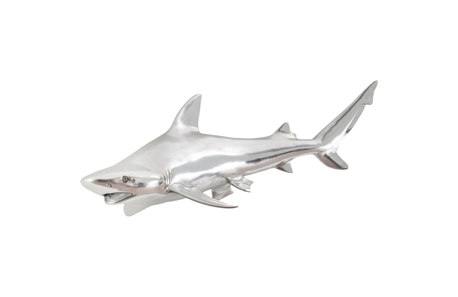 Phillips Collection Black Tip Reef Shark Wall Sculpture, Resin, Silver Leaf