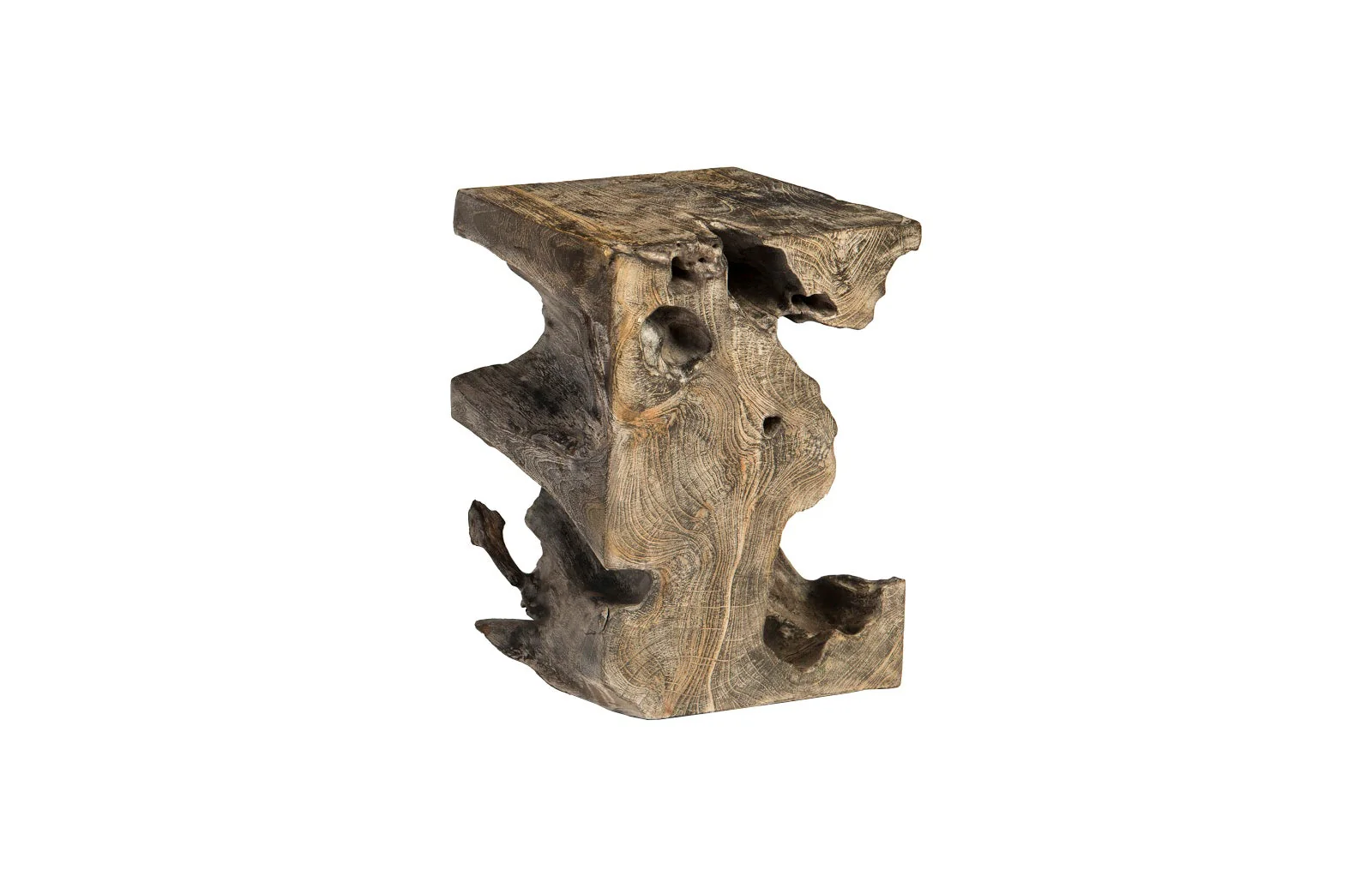 Phillips Collection Black Wash Stool, Square - Image 2