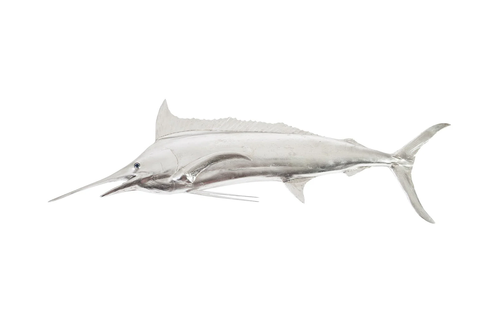 Phillips Collection Blue Marlin Fish Wall Sculpture, Resin, Silver Leaf
