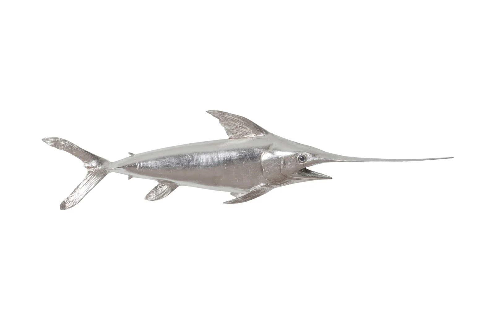 Phillips Collection Broadbill Swordfish Fish Wall Sculpture, Resin, Silver Leaf