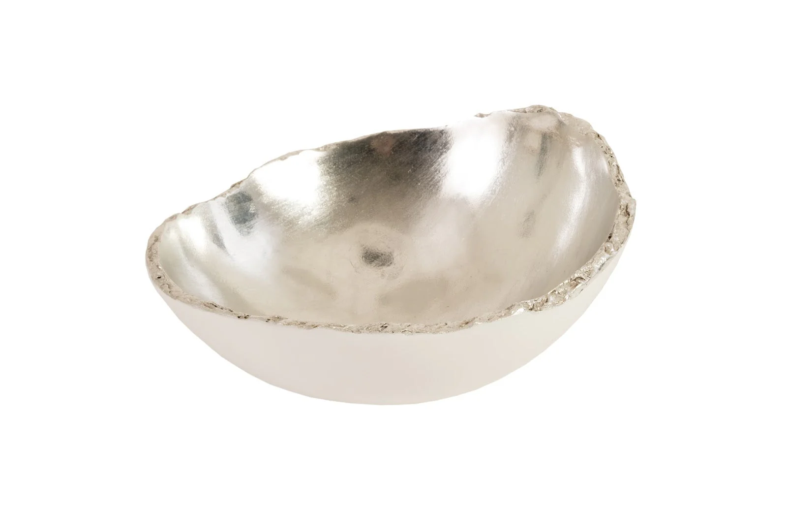 Phillips Collection Broken Egg Bowl, White and Silver Leaf
