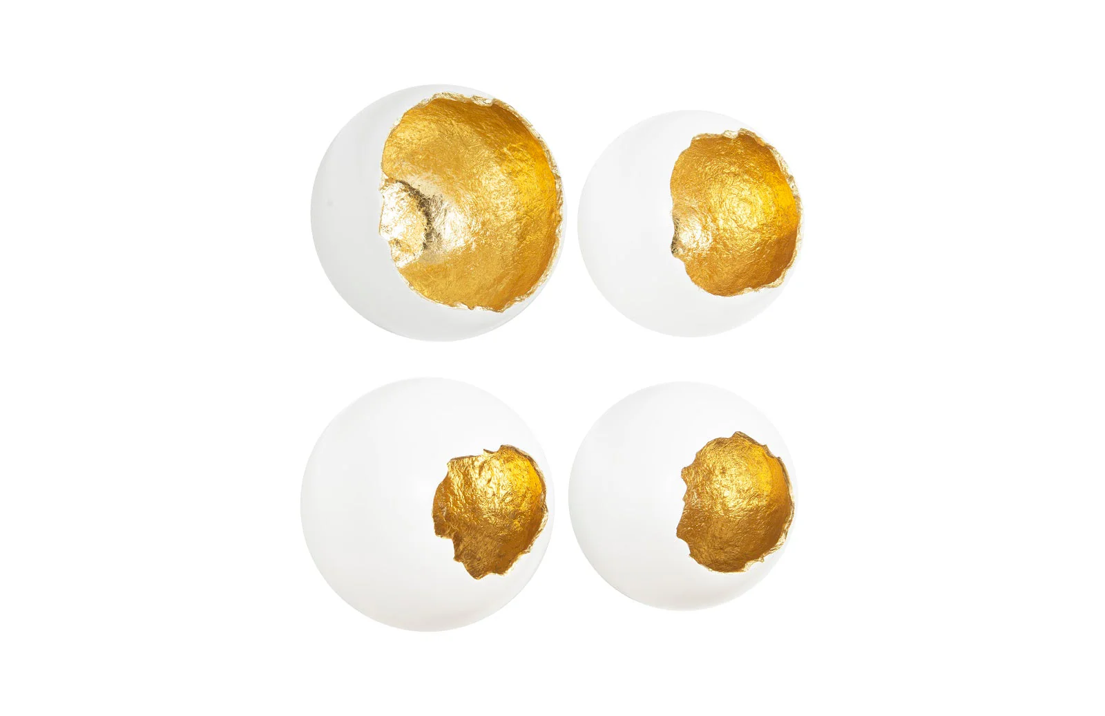 Phillips Collection Broken Egg Wall Art, White and Gold Leaf, Set of 4