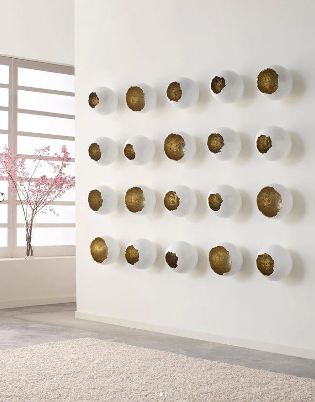 Phillips Collection Broken Egg Wall Art, White and Gold Leaf, Set of 4 - Image 2