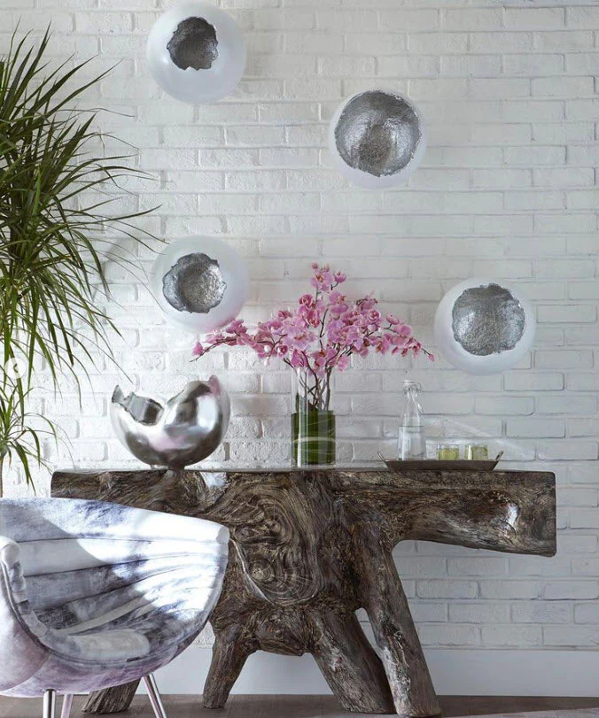Phillips Collection Broken Egg Wall Art, White and Silver Leaf, Set of 4 - Image 4