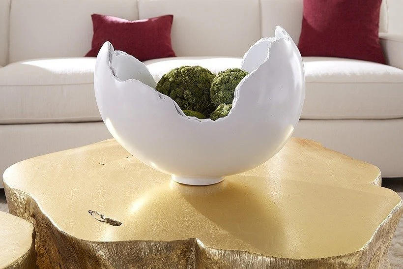 Phillips Collection Burled Bowl, Glossy White - Image 2