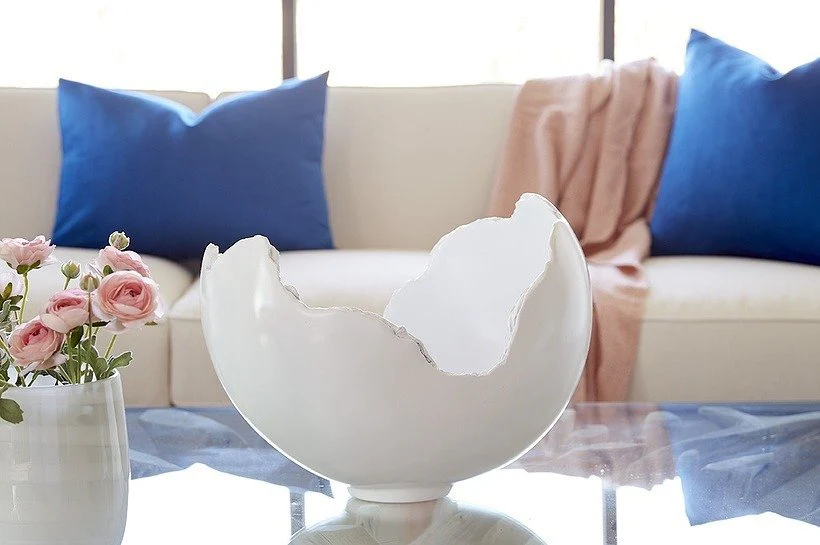 Phillips Collection Burled Bowl, Glossy White - Image 3