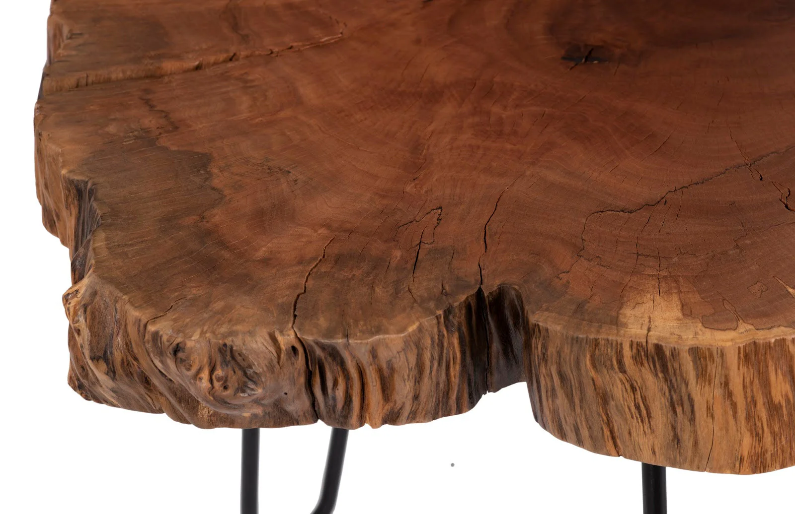 Phillips Collection Burled Coffee Table, Black Metal Legs, Small - Image 3