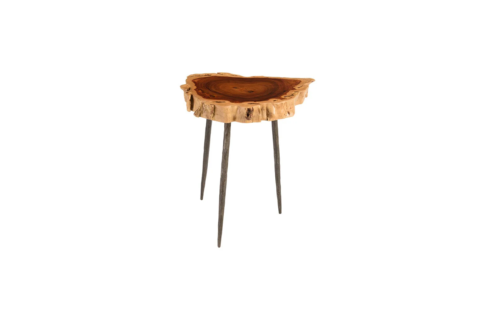 Phillips Collection Burled Side Table, Forged Legs