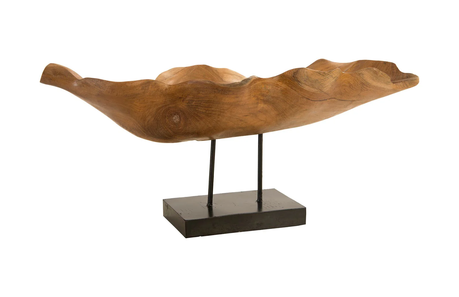 Phillips Collection Carved Leaf Sculpture on Stand, Mahogany