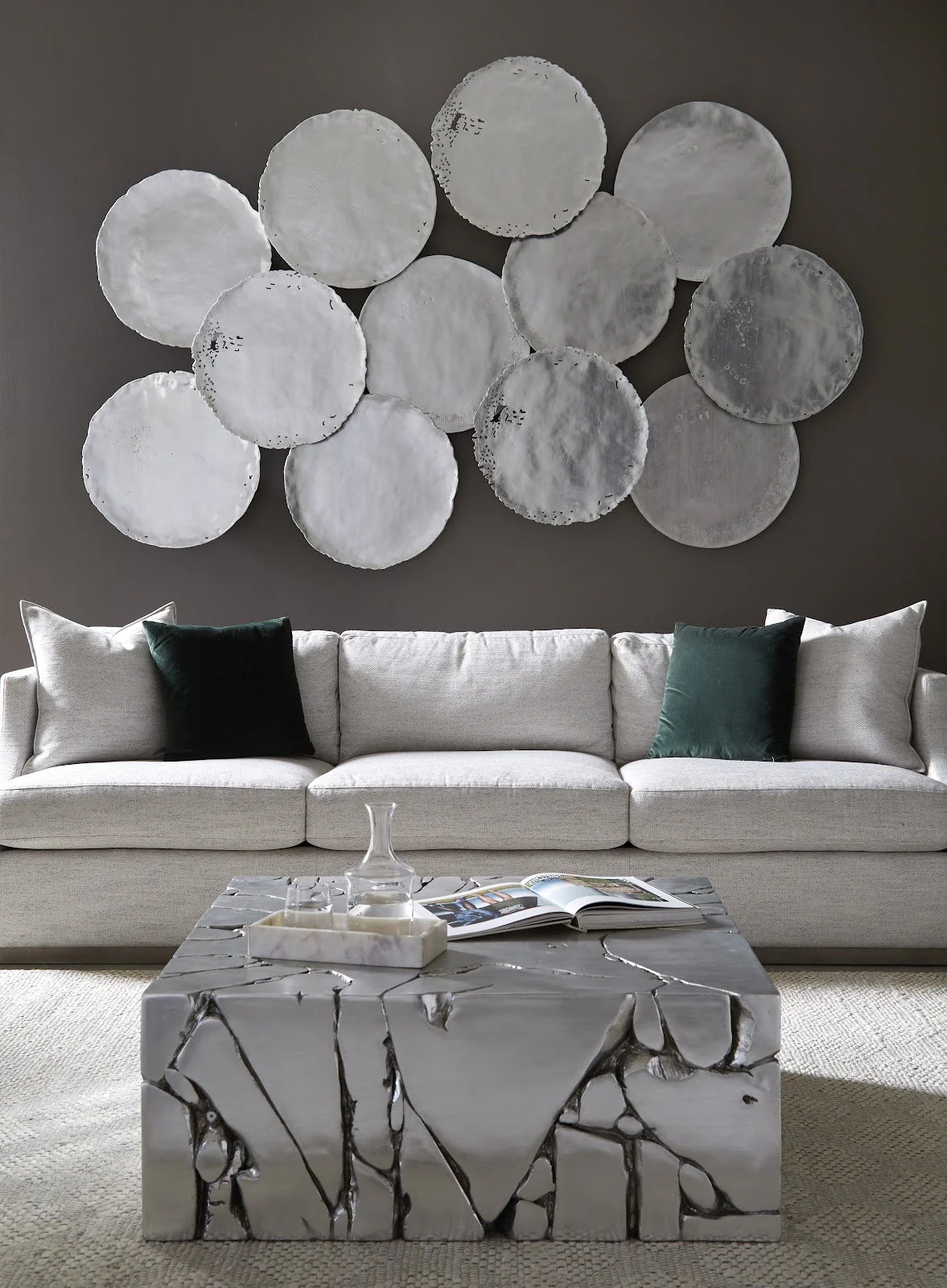 Phillips Collection Cast Oil Drum Wall Discs, Silver Leaf, Set of 4 - Image 3