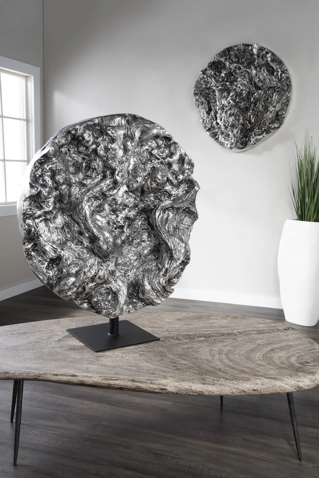 Phillips Collection Cast Root Silver Standing Sculpture - Image 3