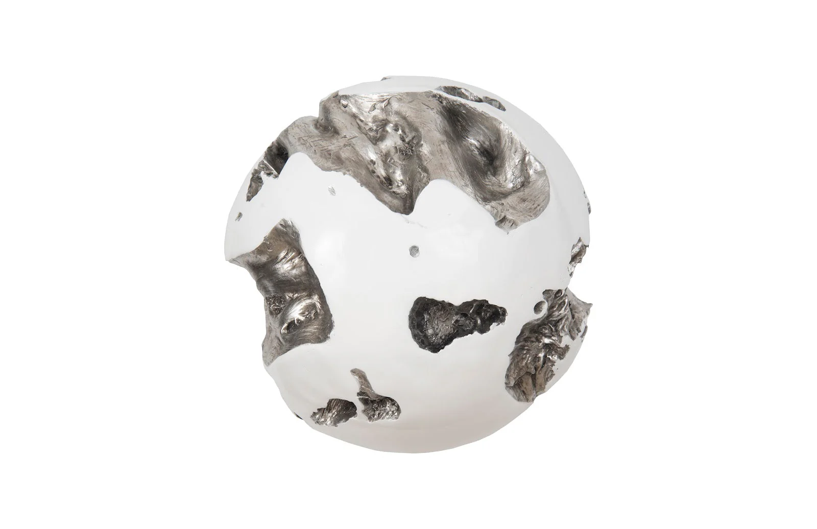 Phillips Collection Cast Root Wall Ball, Silver Leaf, White, LG - Image 3
