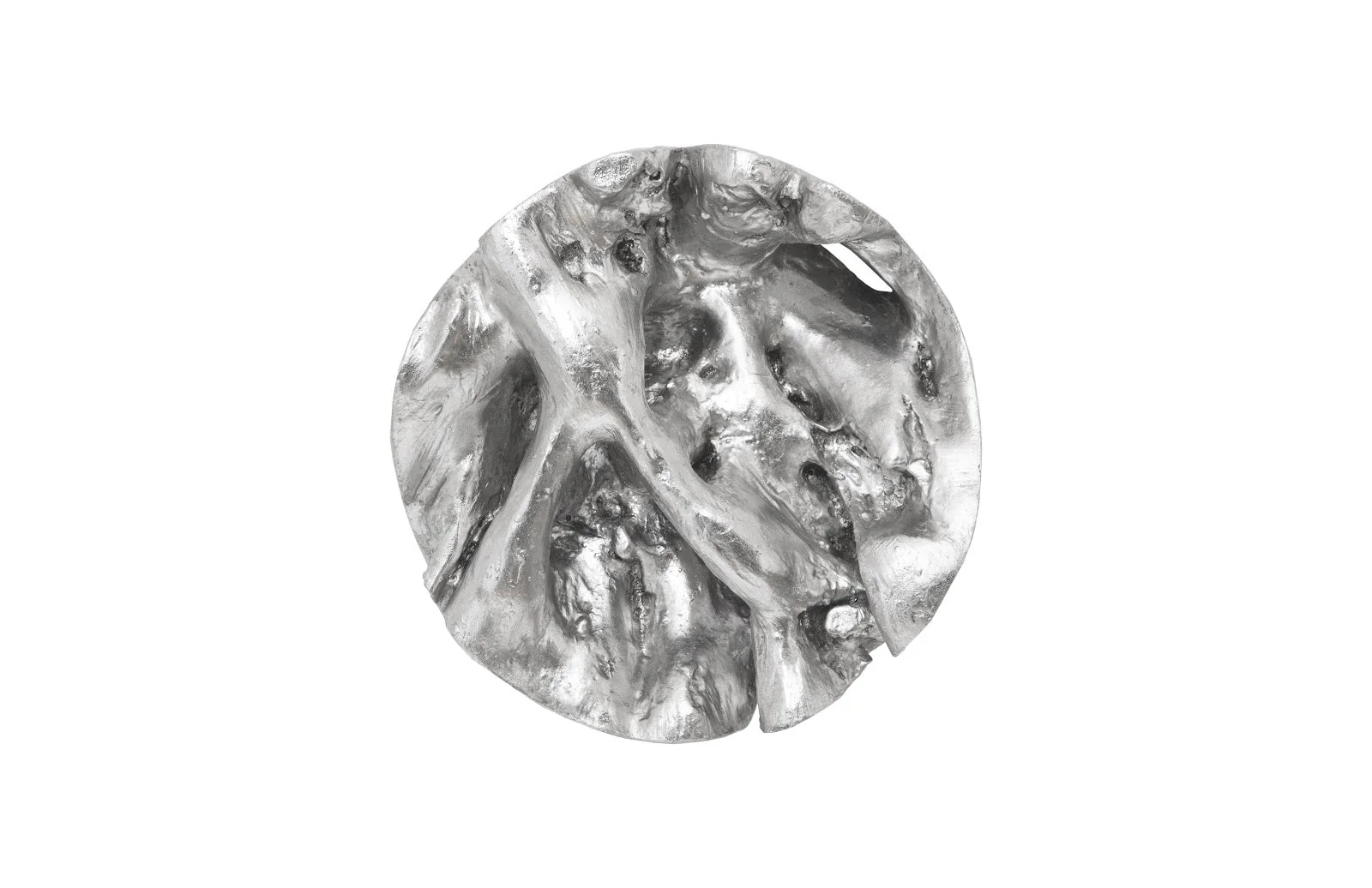 Phillips Collection Cast Root Wall Tile, Resin, Silver Leaf, Round