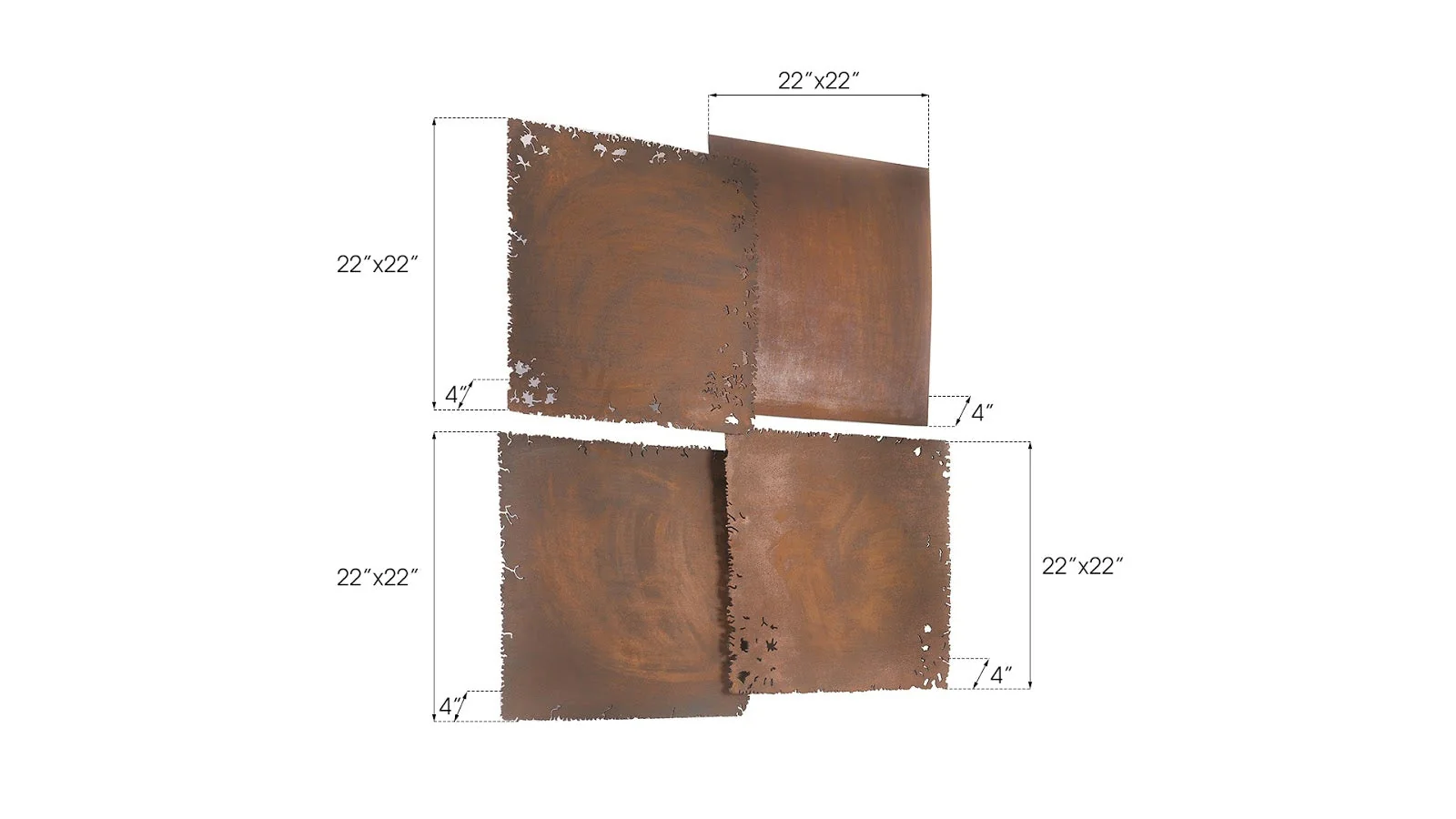 Phillips Collection Cast Square Oil Drum Wall Tiles, Resin, Rust Finish, Set of 4 - Image 4