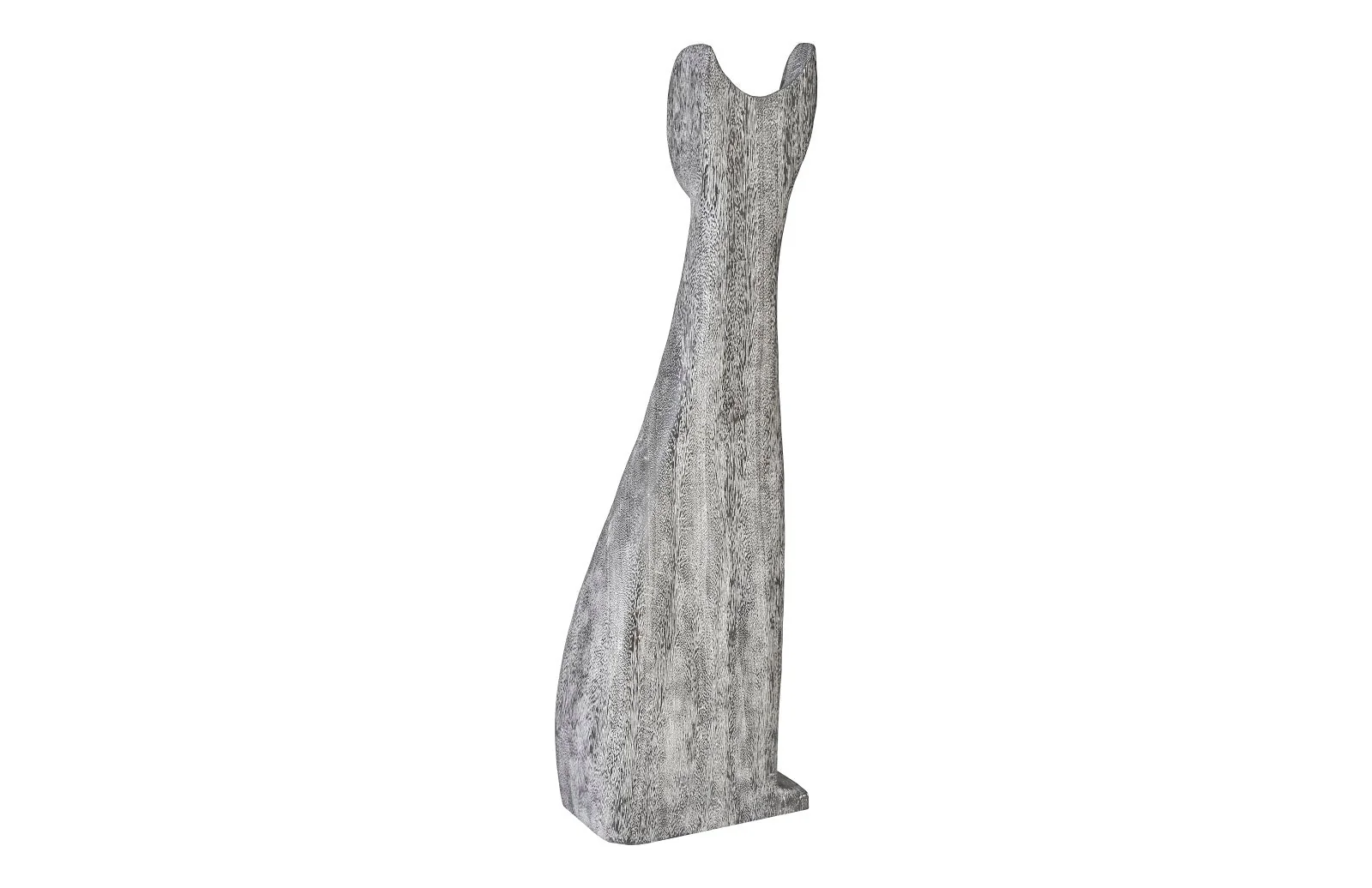 Phillips Collection Cat Sculpture, Large, Chamcha Wood, Gray Stone Finish - Image 2