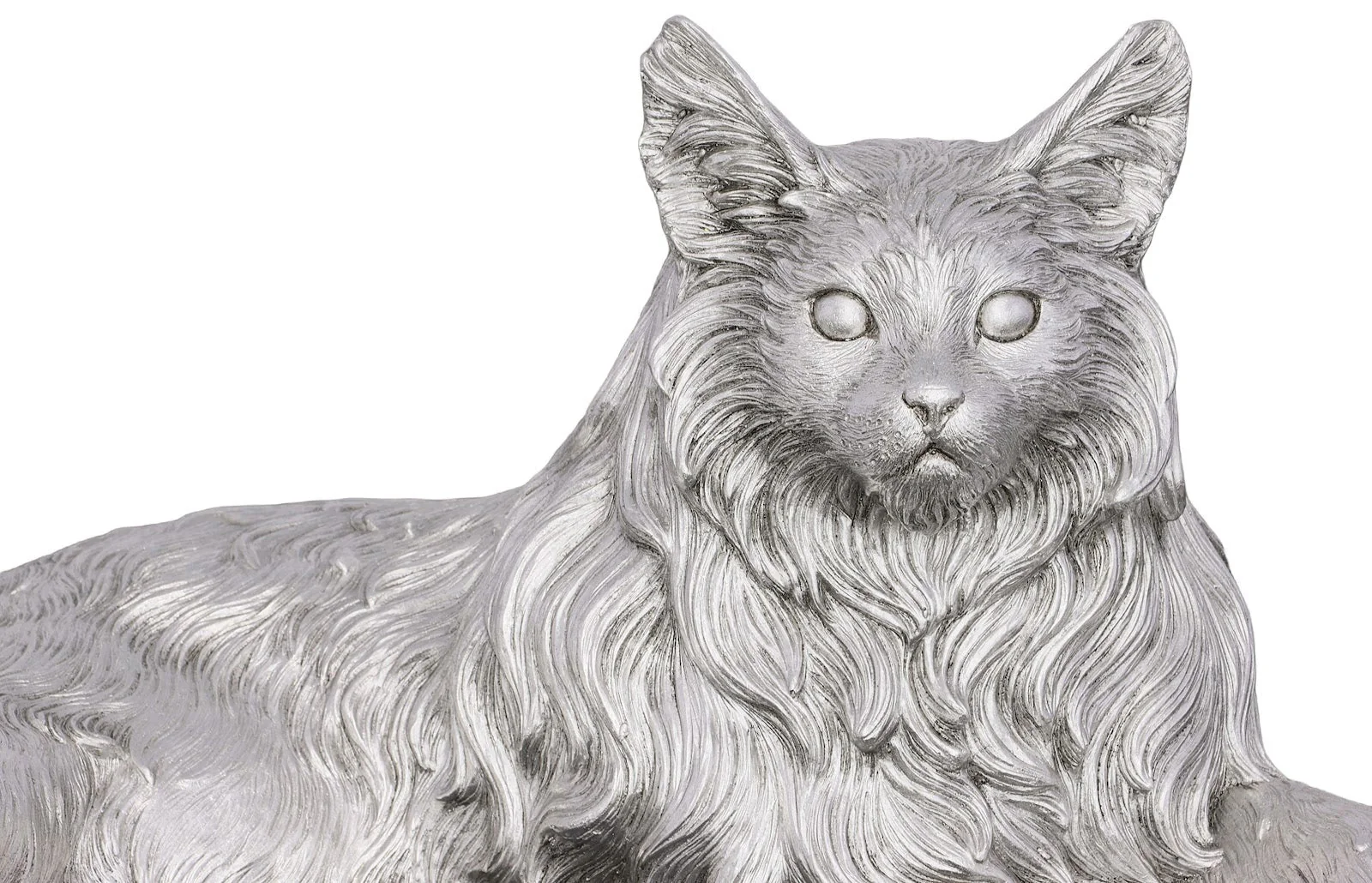 Phillips Collection Cat Sculpture, Silver Leaf - Image 3