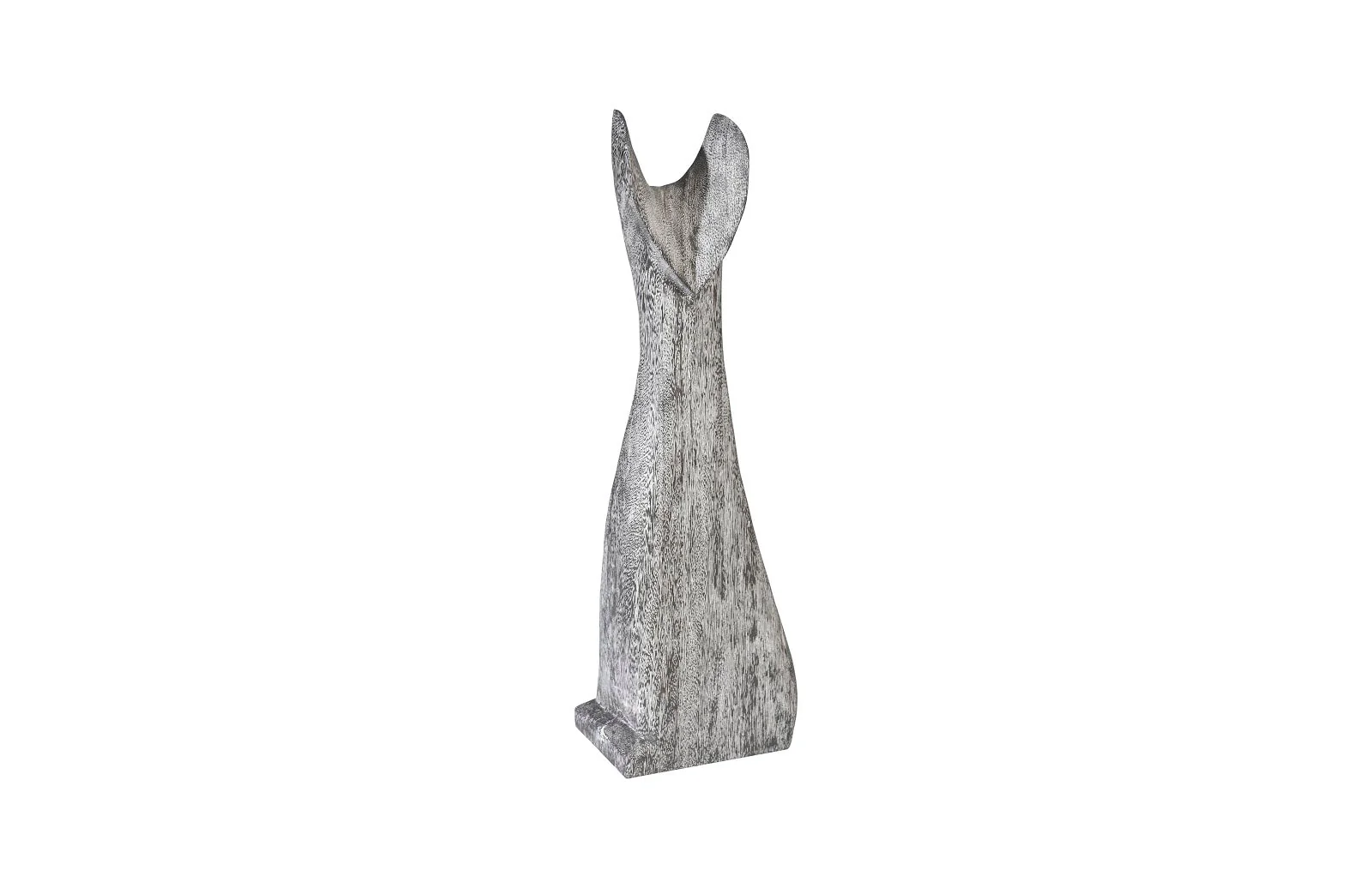 Phillips Collection Cat Sculpture, Small, Chamcha Wood, Gray Stone Finish