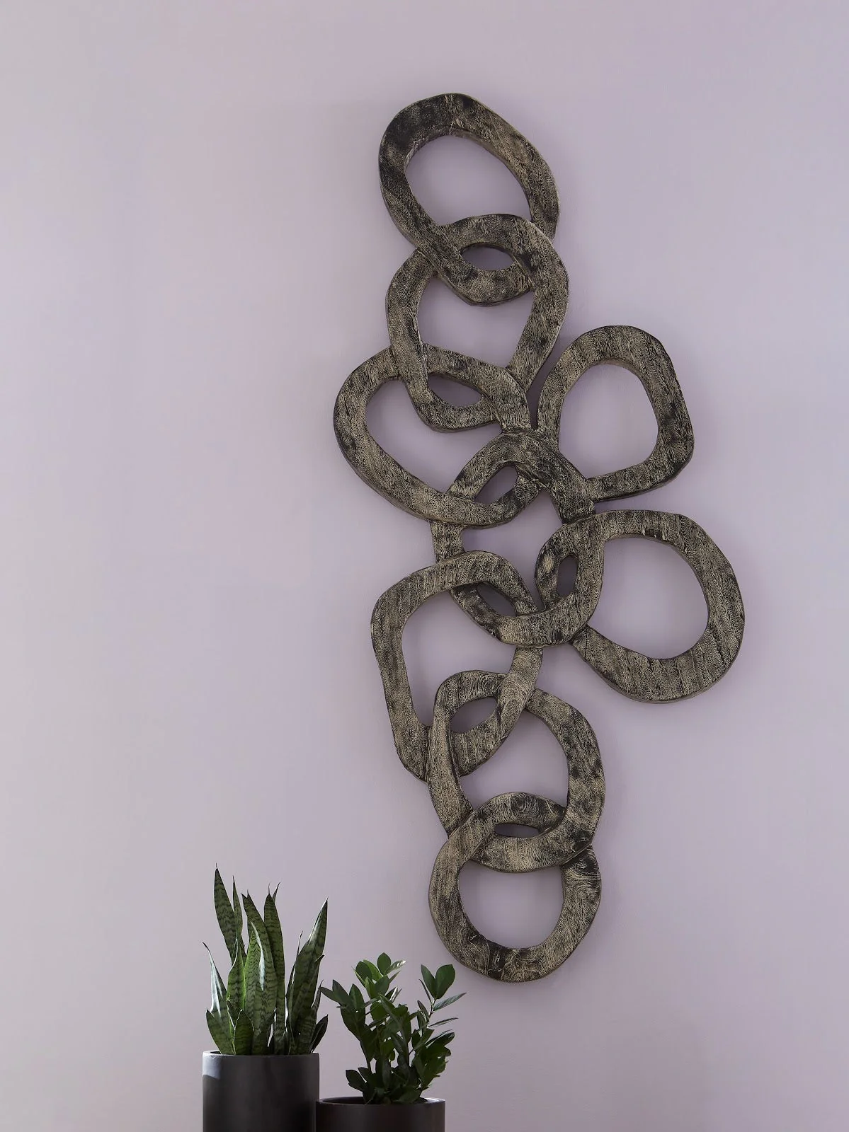 Phillips Collection Chain Wall art, Chamcha Wood, Gray Stone Finish - Image 4