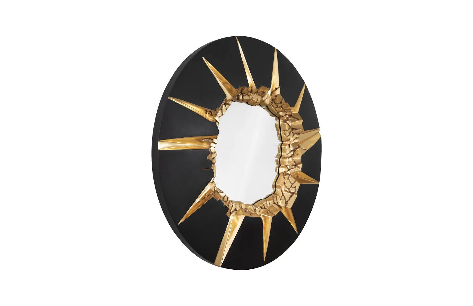 Phillips Collection Circular Cracked Mirror, Black & Gold - Image 3