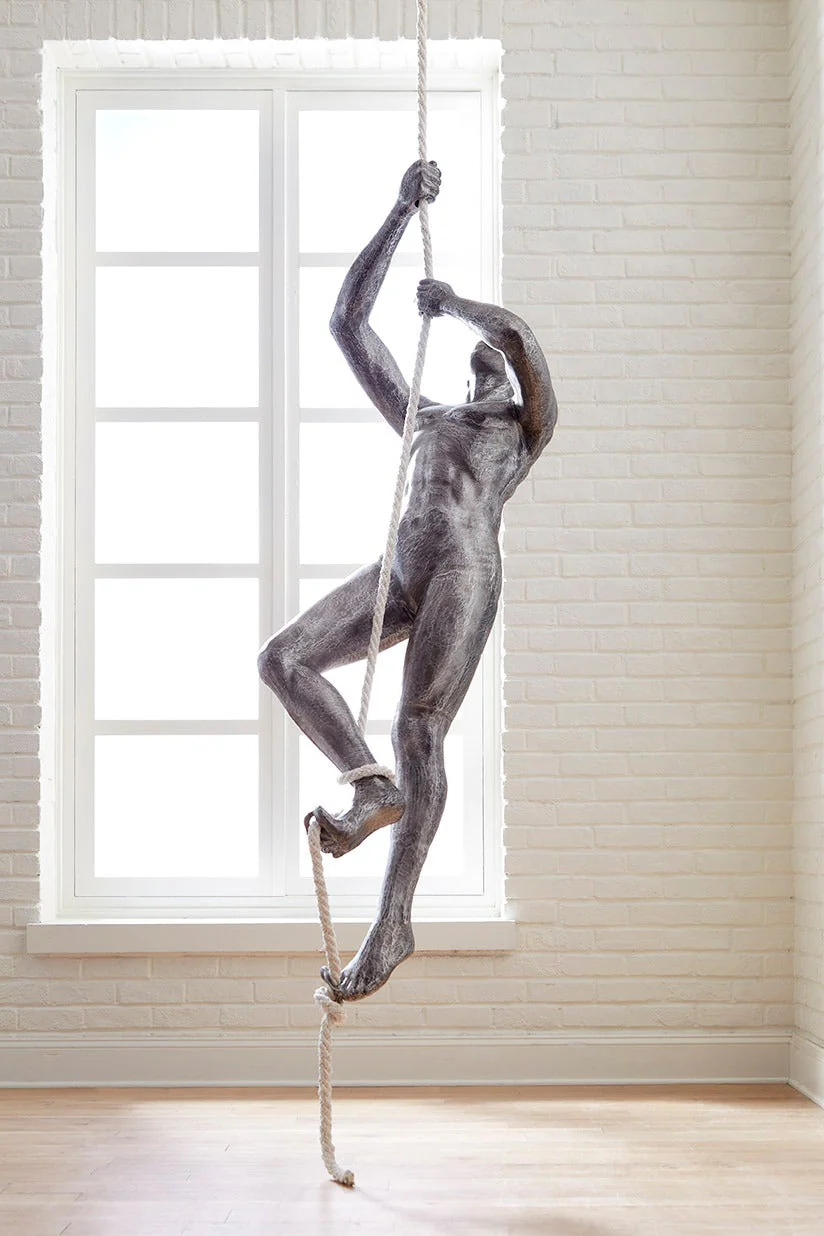 Phillips Collection Climbing Sculpture w/Rope, Black/Silver, Aluminum - Image 2