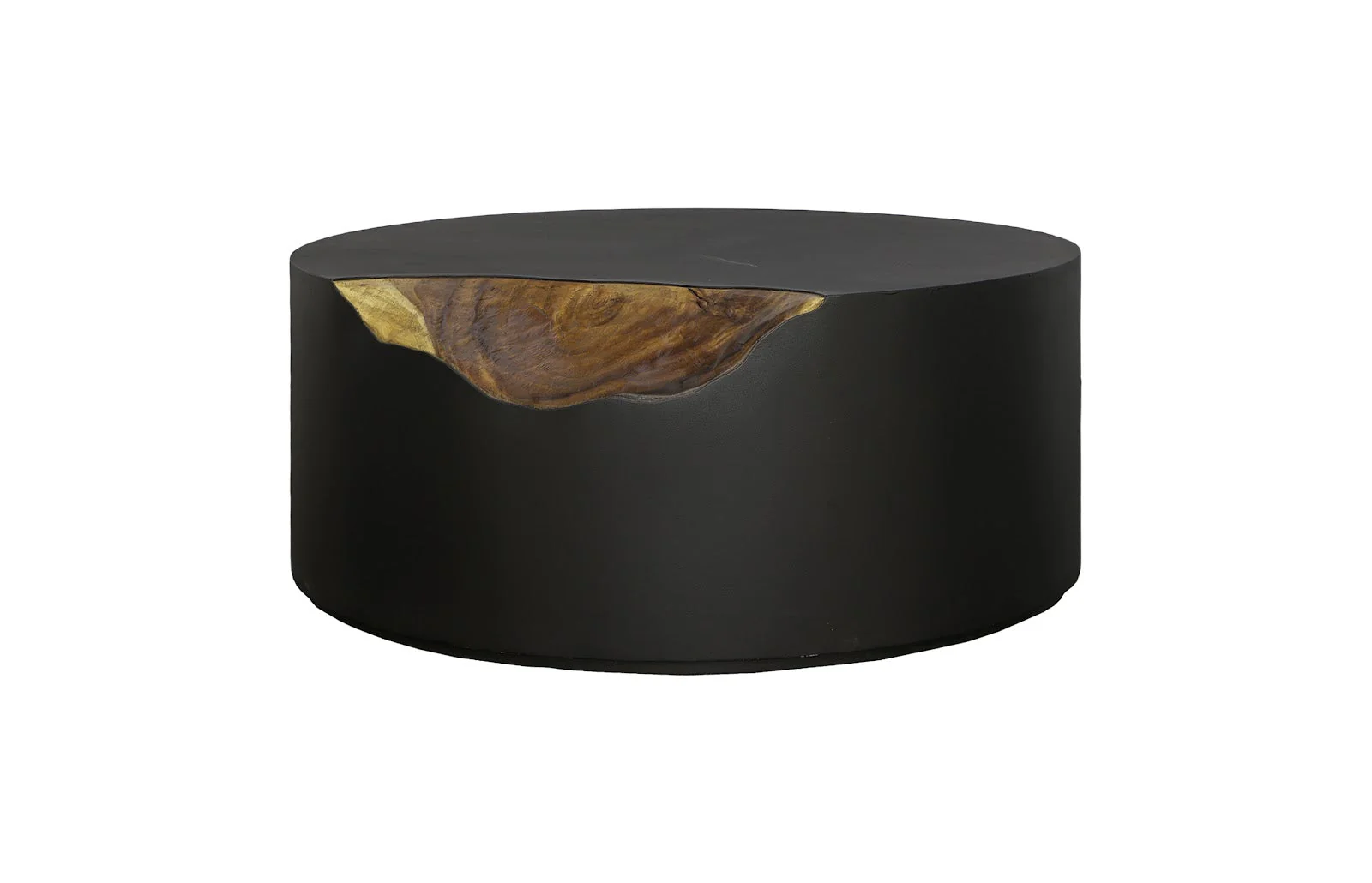 Phillips Collection Cornered Coffee Table, Natural, Iron, Round