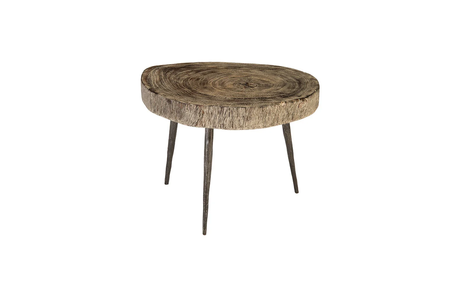 Phillips Collection Crosscut Coffee Table, Gray Stone, Forged Legs