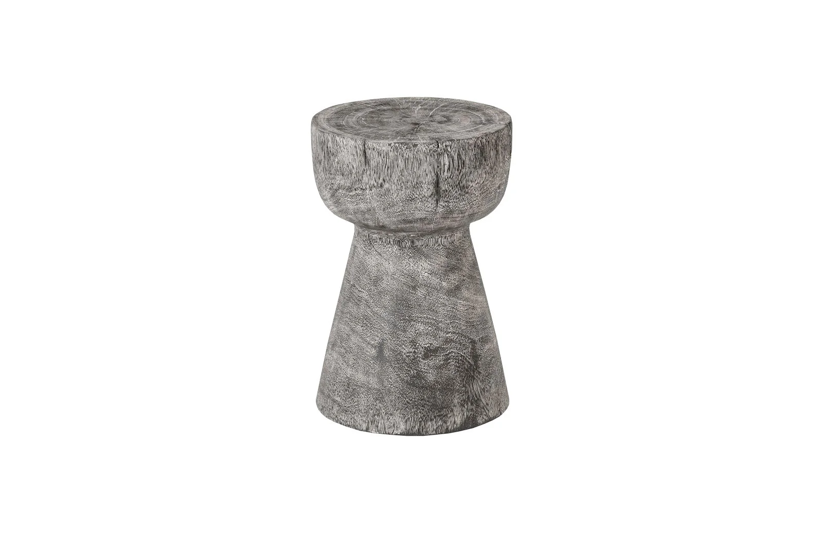 Phillips Collection Curved Wood Stool, Thin, Gray Stone