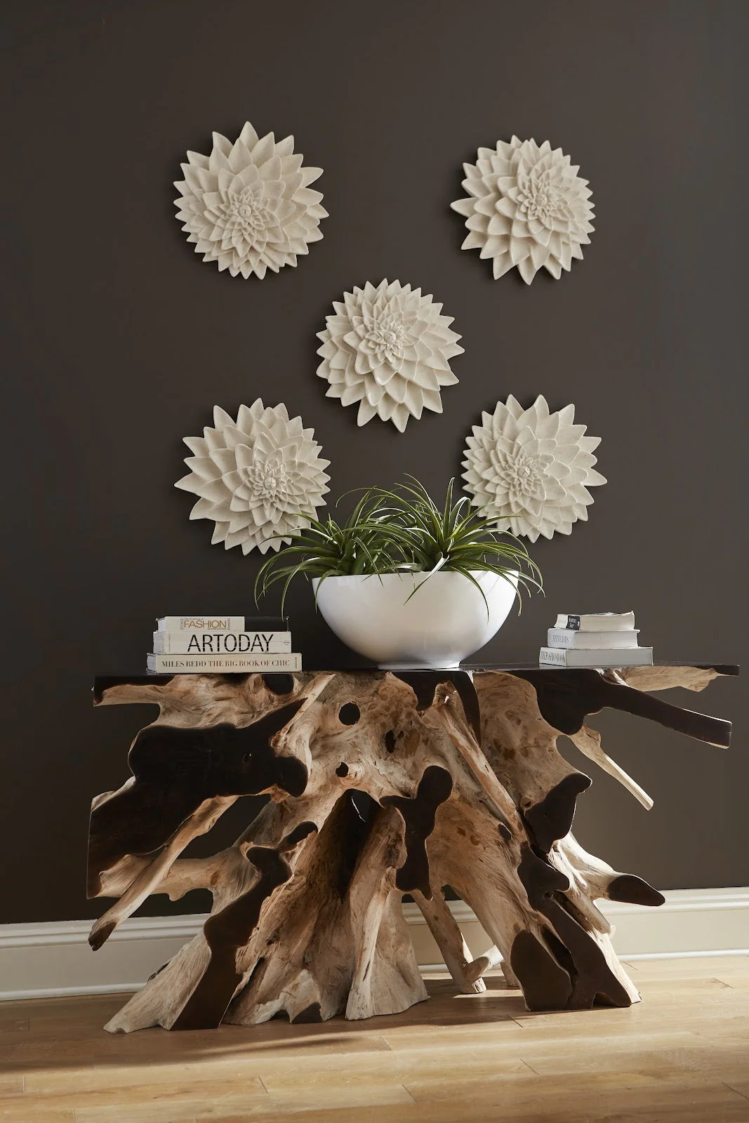 Phillips Collection Dahlia Flower Wall Art, White Stone - Image 2