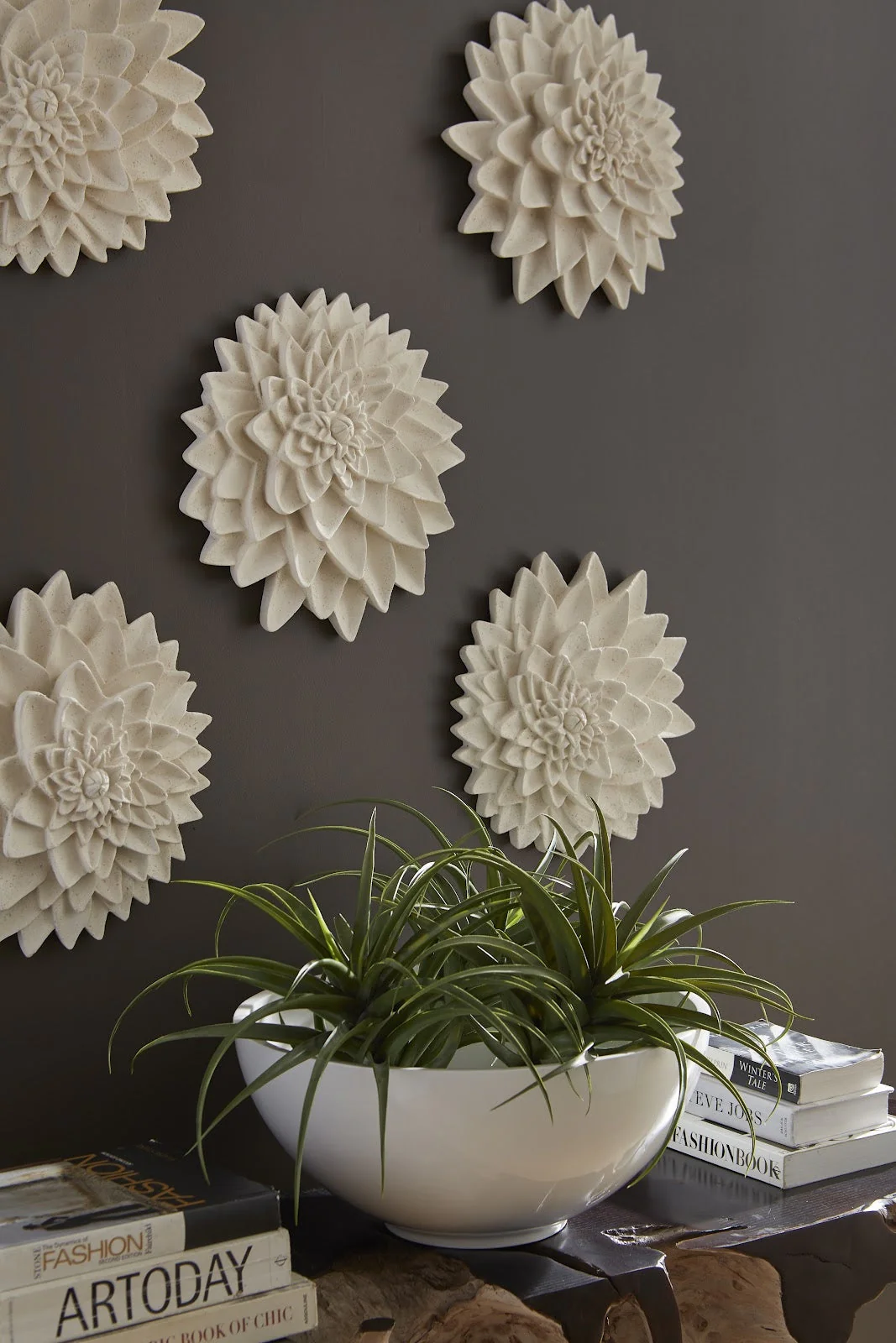 Phillips Collection Dahlia Flower Wall Art, White Stone - Image 3