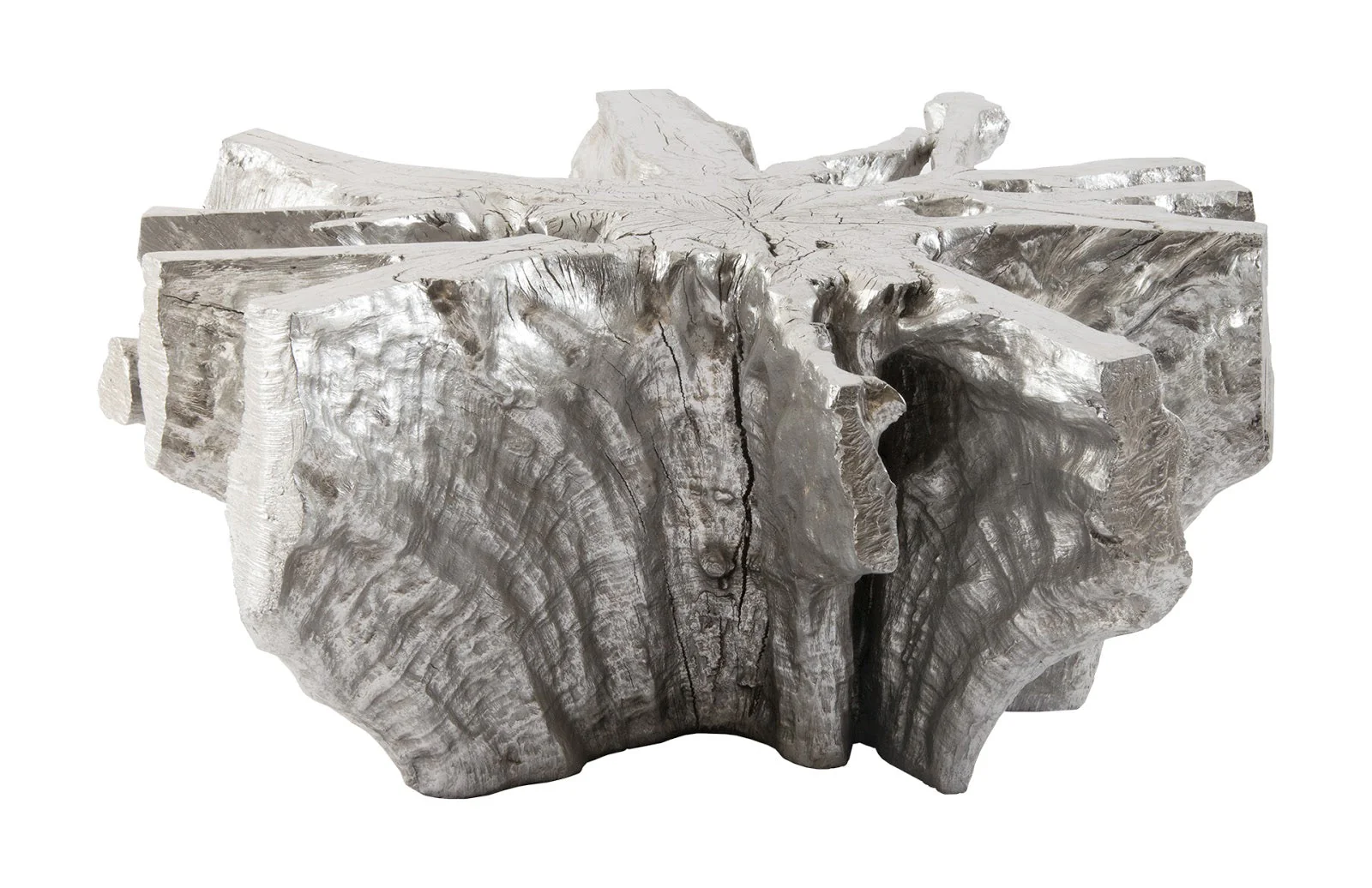 Phillips Collection Dante Root Cast Coffee Table, Silver Leaf
