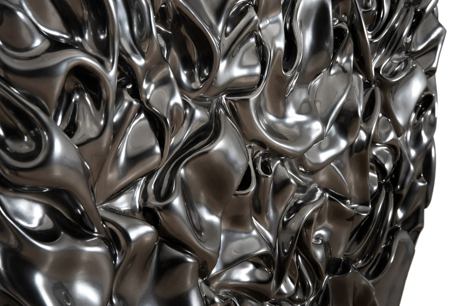 Phillips Collection Drape Wall Art, Round, Liquid Silver - Image 3