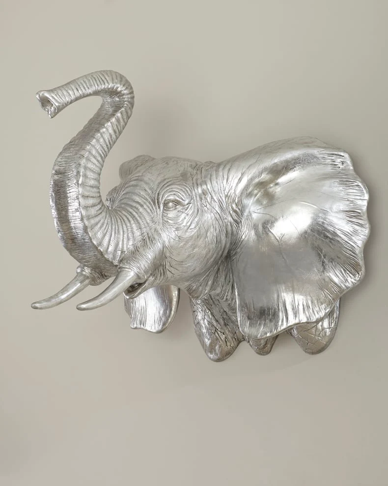 Phillips Collection Elephant Wall Art, Resin, Silver Leaf - Image 3