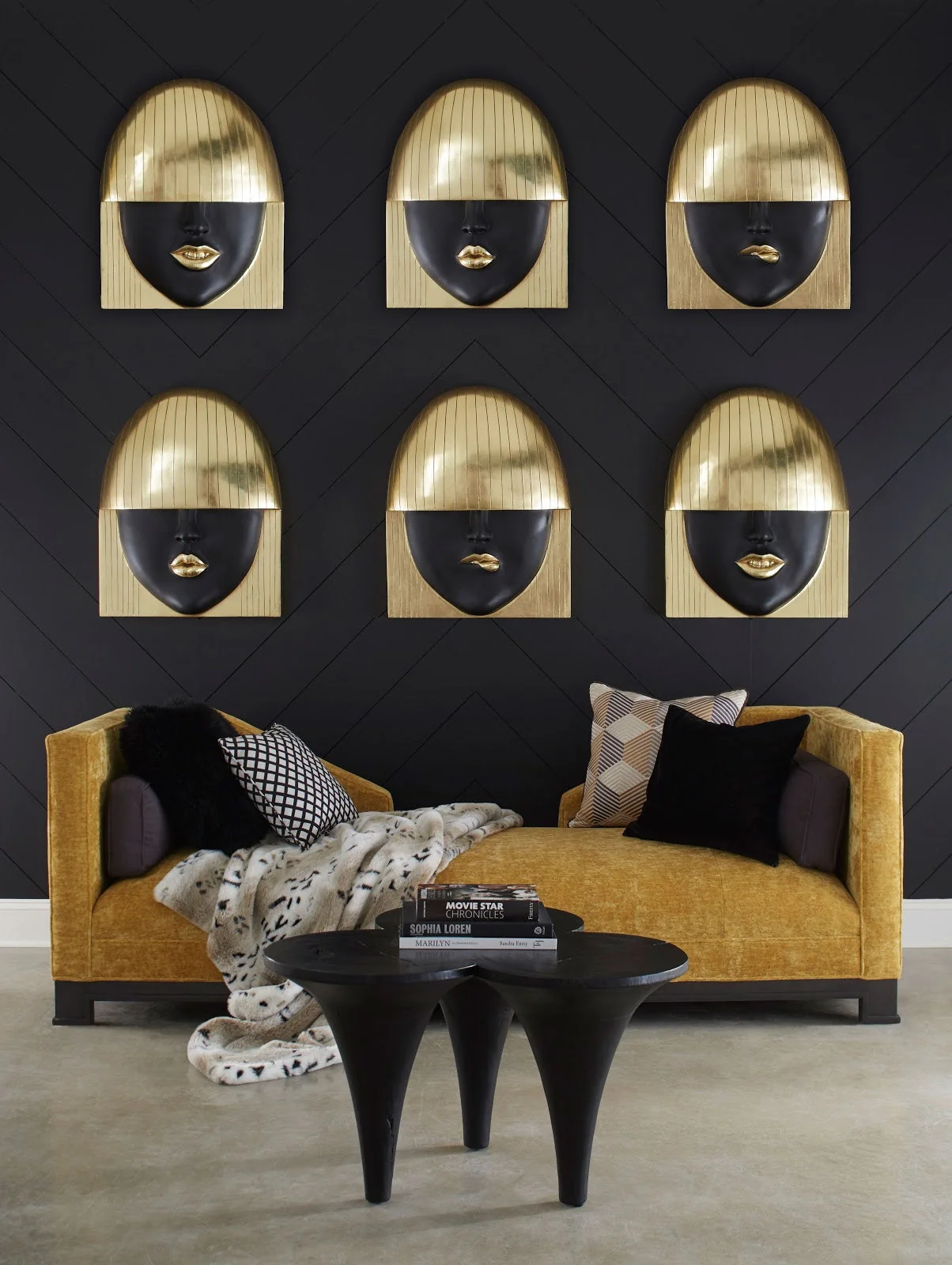 Phillips Collection Fashion Faces Wall Art, Large, Kiss, Black and Gold Leaf - Image 3